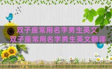 双子座常用名字男生英文 双子座常用名字男生英文翻译